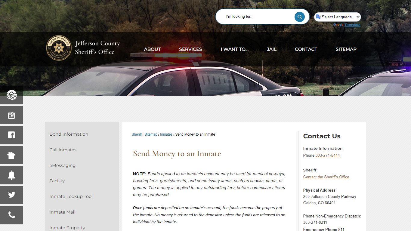 Send Money to an Inmate | Jefferson County, CO